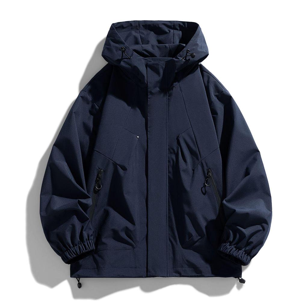 Men's Plus Size Casual Hooded Jacket - Windproof & Trendy for Spring/Autumn