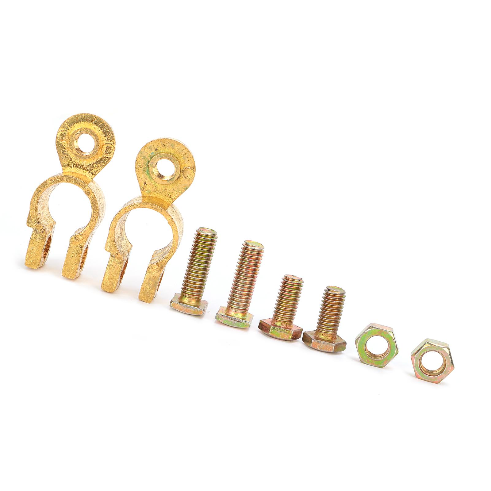 Brass Battery Terminal Connector Clamp Gold Positive Negative Universal for Car Boat
