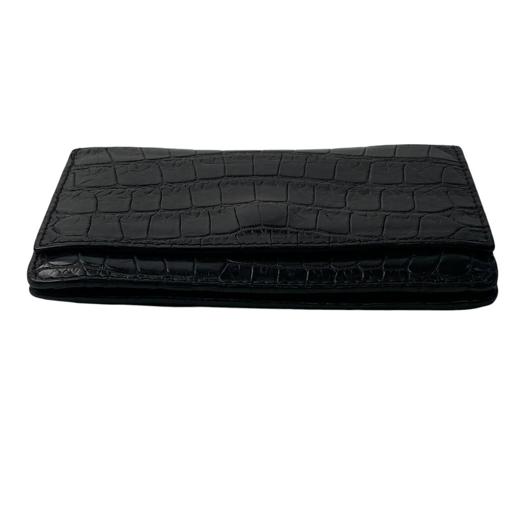 Gebrauchtes BOTTEGAVENETA Kartenetui schwarz Krokodil Herren