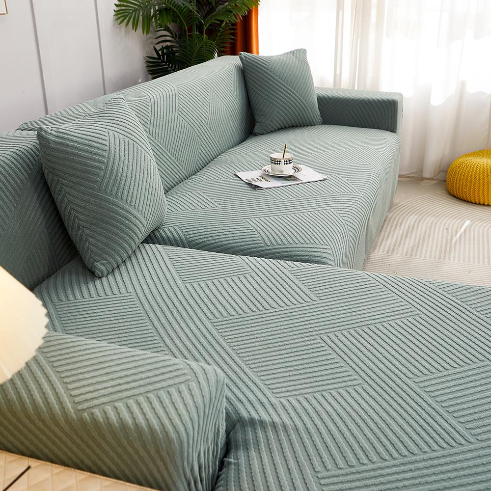 Elasticized Jacquard Sofa Slipcovers Soild Colour Dust Proof Sofa Covers L Shape Sofa Guard Designed For Living Room Office Couch Covers