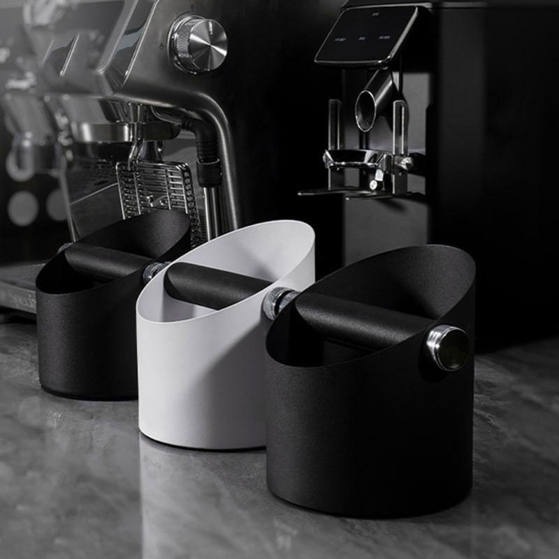 Coffee Knock Box Stainless Steel Shock Absorbent Espresso Knock Box Coffee Grind Dump Bin with Nonslip Base Accessories