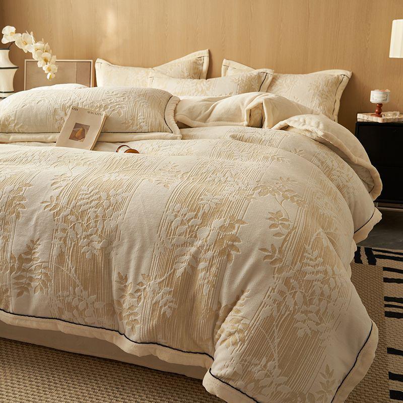 G5Z High Gram Milk Velvet Duvet Cover Set - Single Piece, Autumn/Winter, Thick & Warm with Pillow Covers.