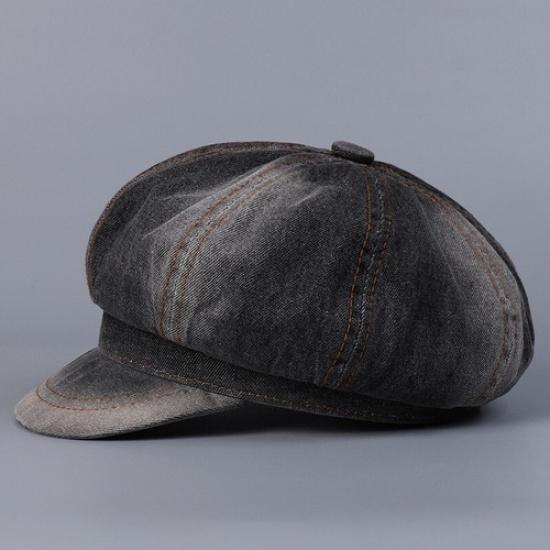 Lady Denim Newsboy Hat Casual Retro Style Adjustable Paperboy Painter Beret Cap