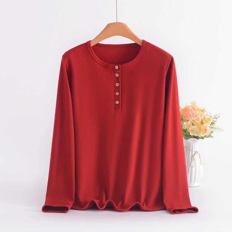 

Plus Size Women s Flannel Base Layer Top - Slimming & Warm Long Sleeve, Round Neck, Wearable Outdoors, Autumn/Winter 4XL (150-165 jin)