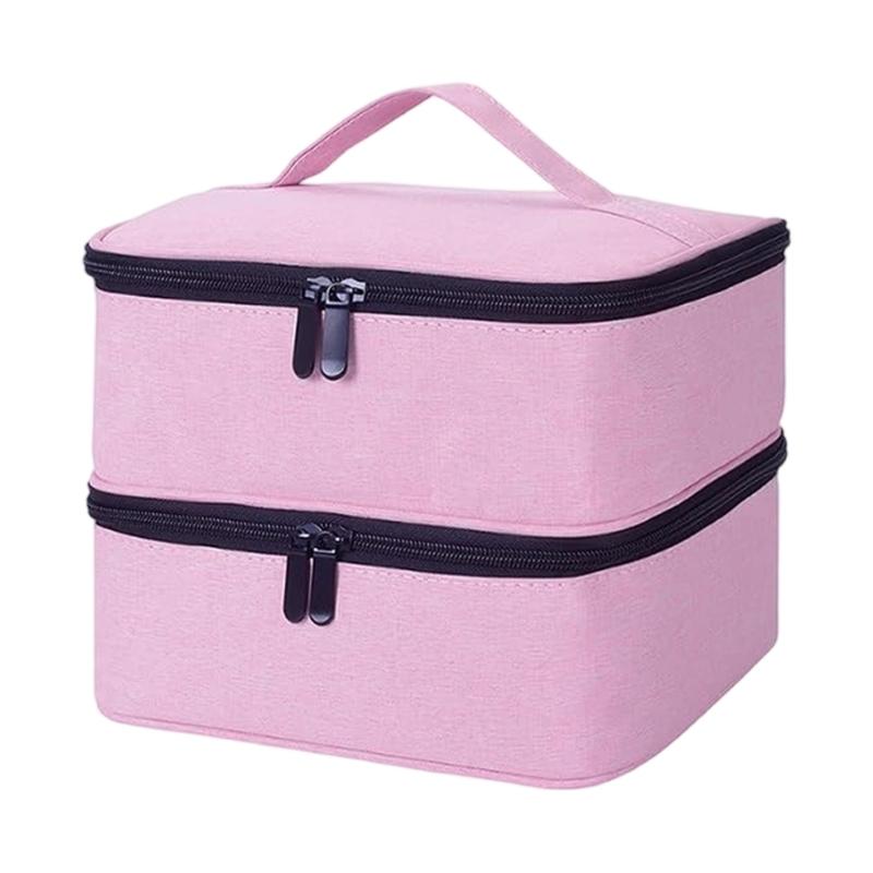 Large Compartment Nails Polish Storage Organizers With EVA Lined Interior Fit Bottles Polish Tool Lamp Travel Case