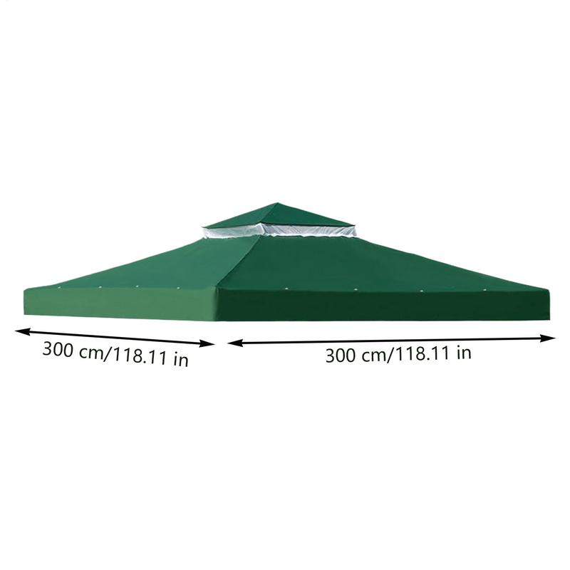 Outdoor Replacement Canopy Top 10x10ft 300D Polyester Cloth Double Tier Gazebo Roof Cover Garden BBQ Gazebo Top Replacement Cove