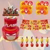 The Flash Themed Birthday Party Decorations Set With Banner, Cake Topper, And Balloons