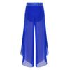 Kids Girls Lyrical Dance Pants Shiny Rhinestone Waistband Side Split Mesh Trousers for Stage Performance Competition