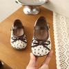 Girls Floral Print Bow Decor Mary Jane Adjustable Buckle Casual Flat Shoes