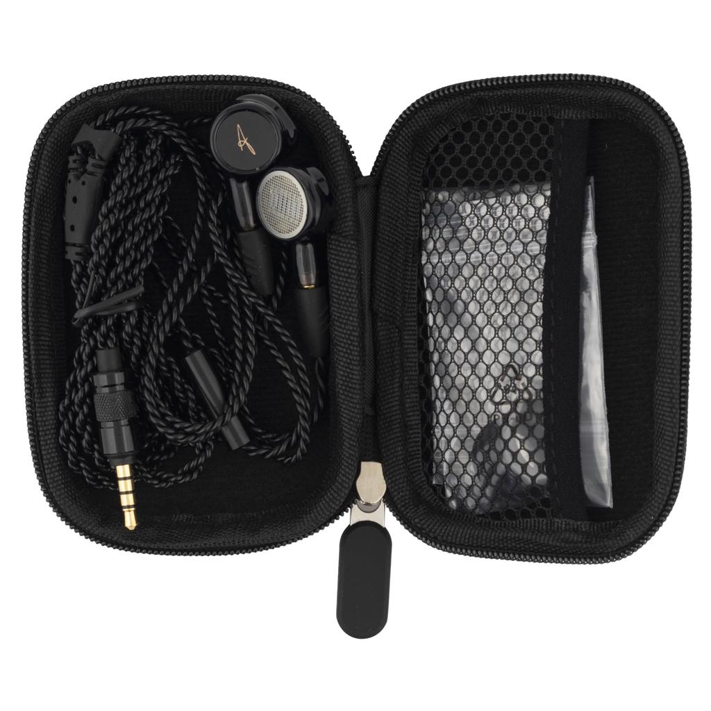 Initial A yui In-ear-hörlurar med platt element med W19 x H30 x D13 mm - - 14,2 mm element, mikrofon, svart, ca.