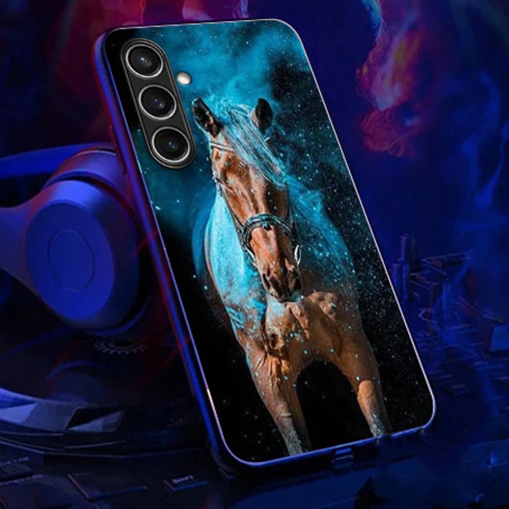 For Samsung Galaxy S24 FE Case Call Flash Series Pattern Printing Tempered Glass+TPU Combo Phone Case