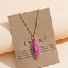Wire Wrapped Hexagon Pillar Necklace Bullet Point Shaped Pendant Necklace Natural Stone Pendant Clavicle Chain Necklace