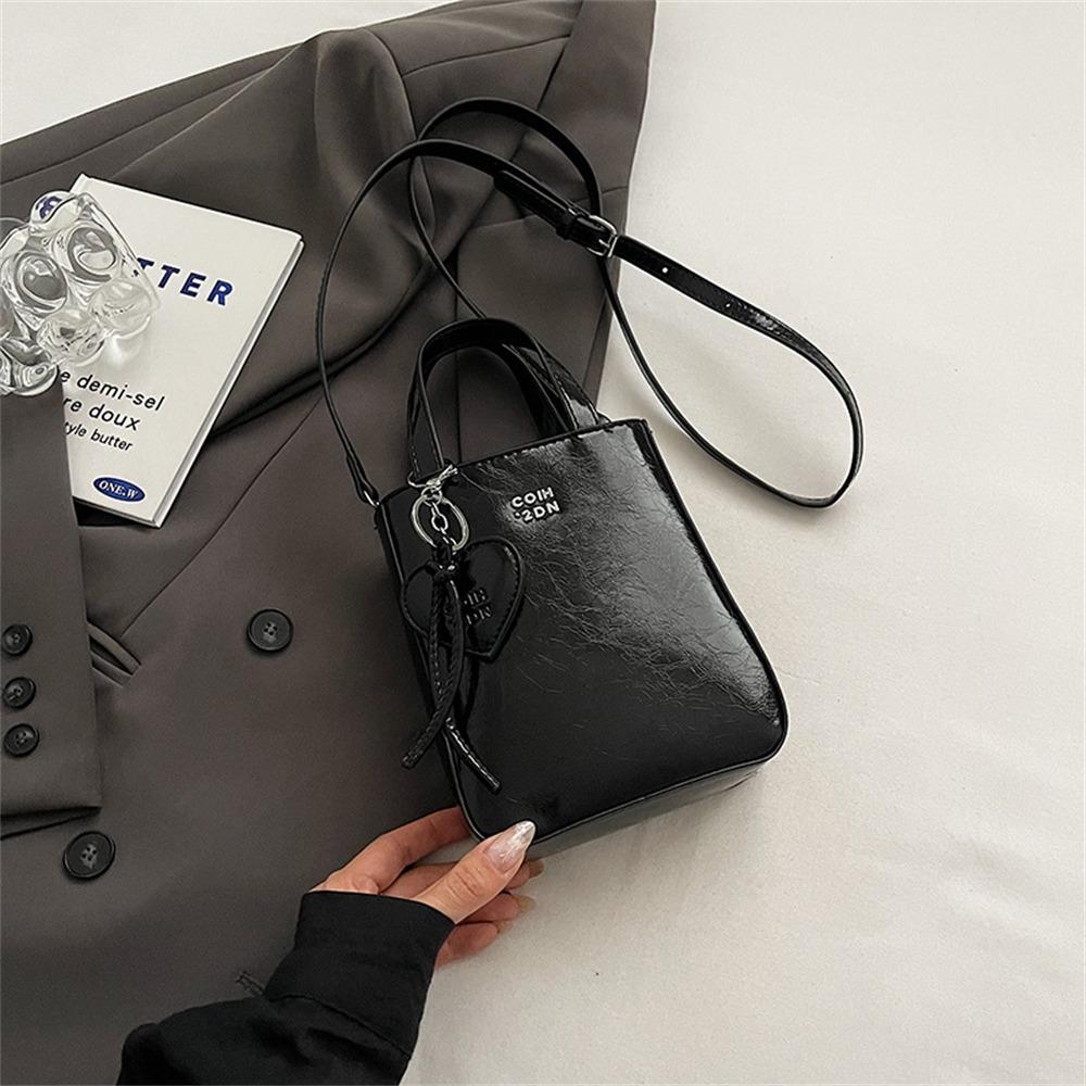 Trend Korean Pu Leather Shoulder Bag Silver High Quality Crossbody Bags Mini Small Square Bag for Women Lady