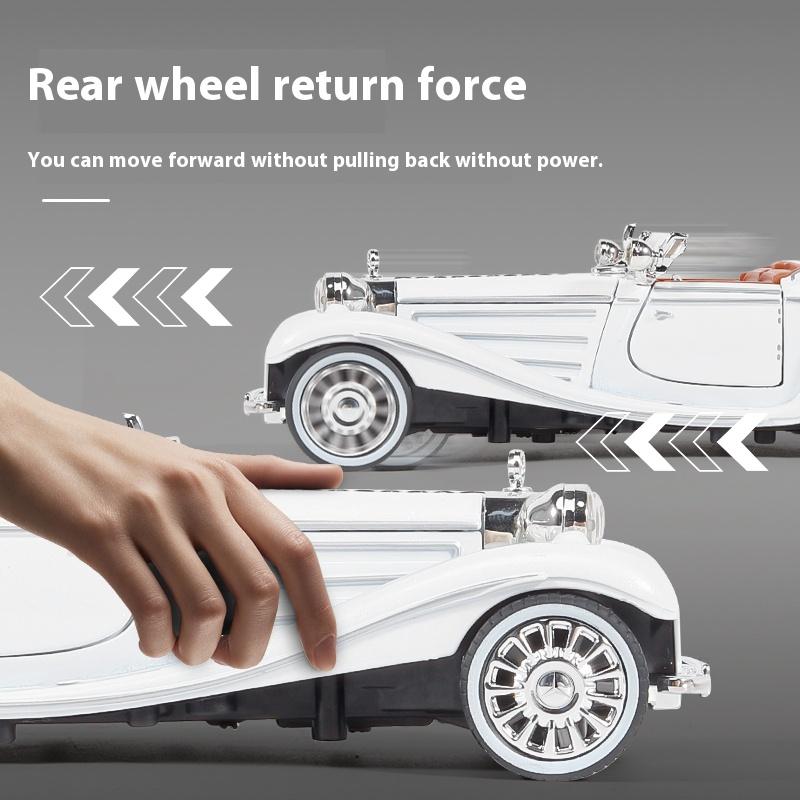 1/24 Scale 500K Vintage Car Model Toy Diecasts Alloy Sport Car Toys with Sound and Light Pull Back Vehicles for Children's Gifts