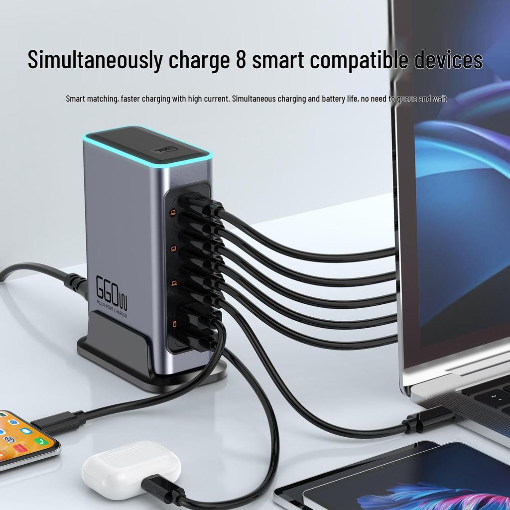 PD100 660W Galliumnitrid Schnellladestation mit QC30W, 8 Ports