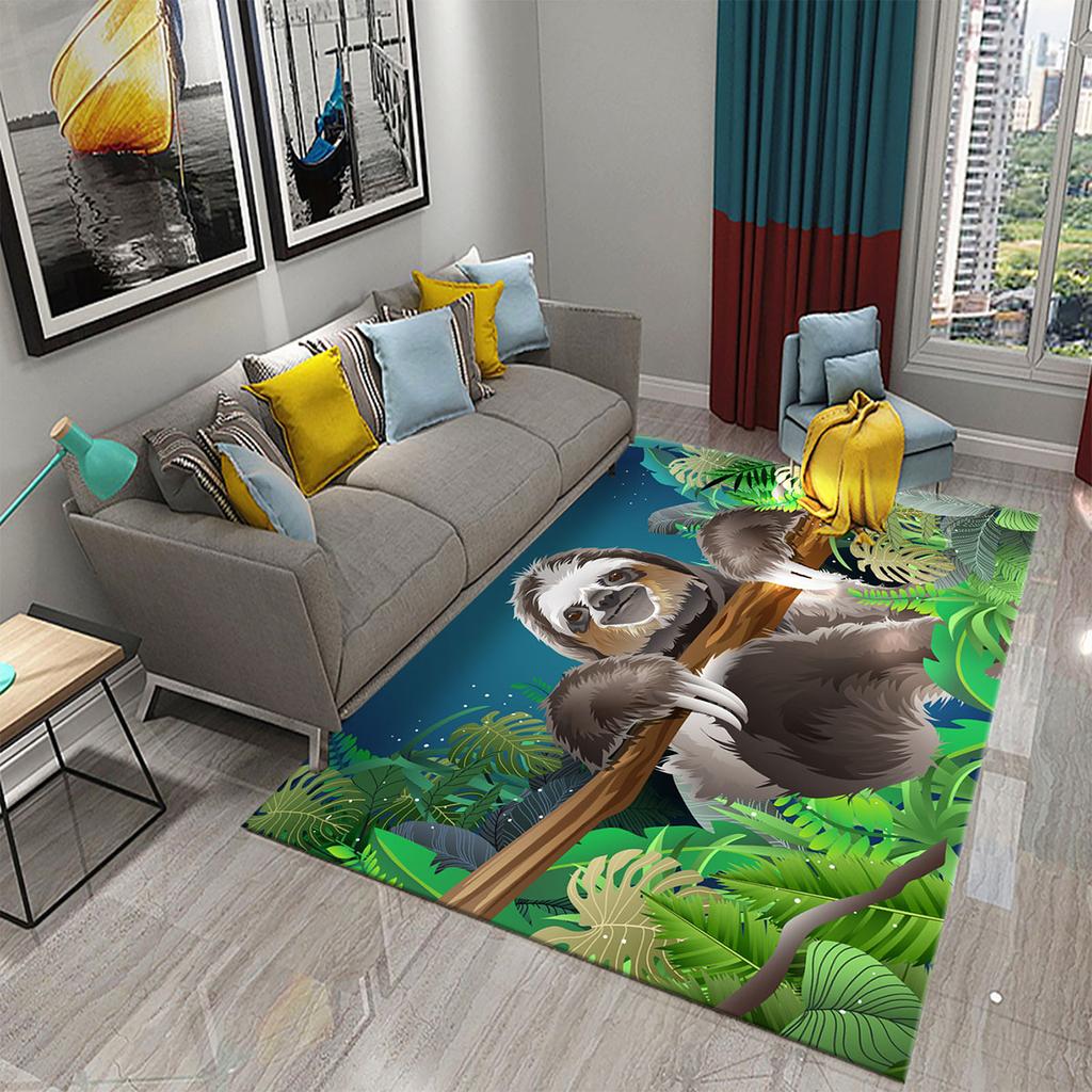 Cute Cartoon Sloth Carpet Lovely Animal Rugs Area Rug for Living Room Bedroom Dining Room Bathroom Door Entrance Non-Slip Mat