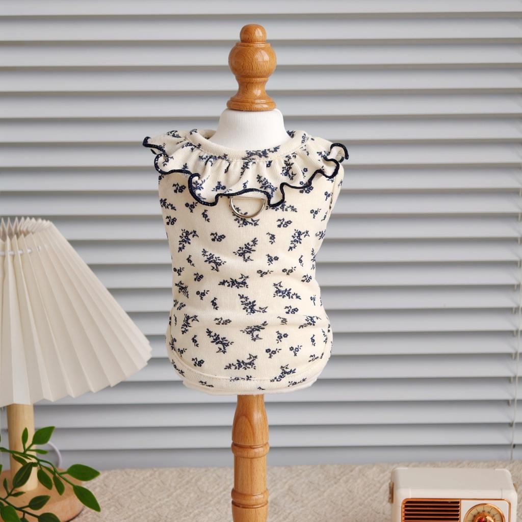 Spring and Summer New Style Dog T-Shirts Are Better Than Panda Mi's Floral Princess Dress Pet Clothing