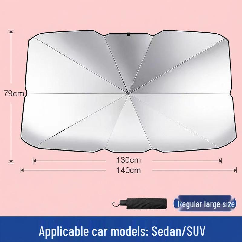Customizable Titanium Silver Car Sun Shade with Openable Front Windshield Protection