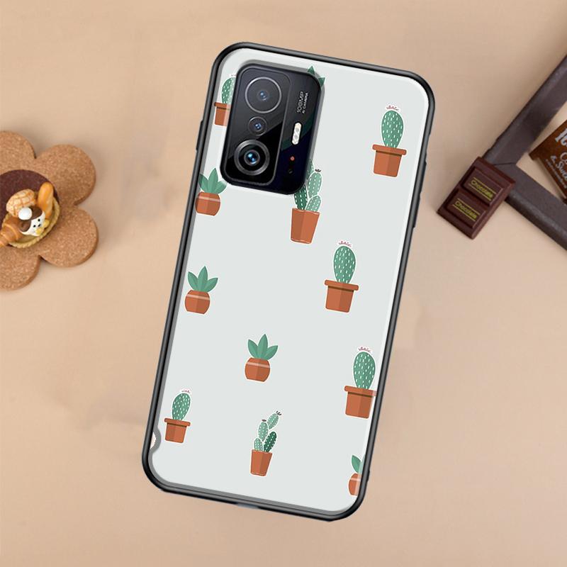 Cute Cactus Potted Plant Case For Xiaomi POCO X7 Pro X3 X5 X6 F3 F5 F6 M6 Pro 11T 12T 13T 14T Pro 13 14 Ultra Cover