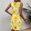 Robe d'été décontractée à fleurs pour femme, col rond, sans manches