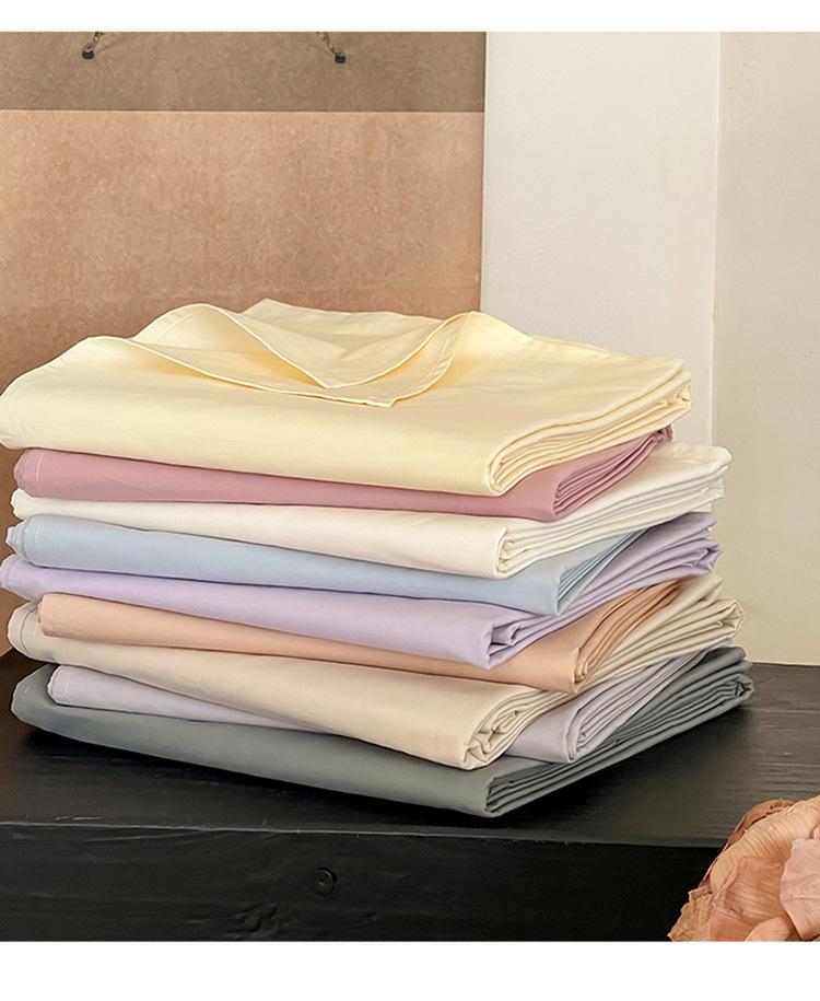 Simple Style Solid Color Washed Cotton Bed Sheet - Pure Cotton, Yarn-Dyed, Single Piece for Dormitory Use
