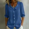 Women Tops Lapel Half Sleeve Buttons Placket Shirt Tops Pure Color Loose Fit Casual Style Shirt Home Dates Versatile Wear