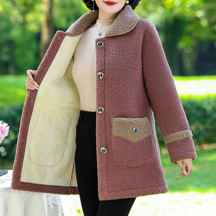 Ladies Thick Fleece Jacket Warm Winter Coat Mid Long Loose Lamb Coat Plus Size Mother Dress Women Autumn Winter