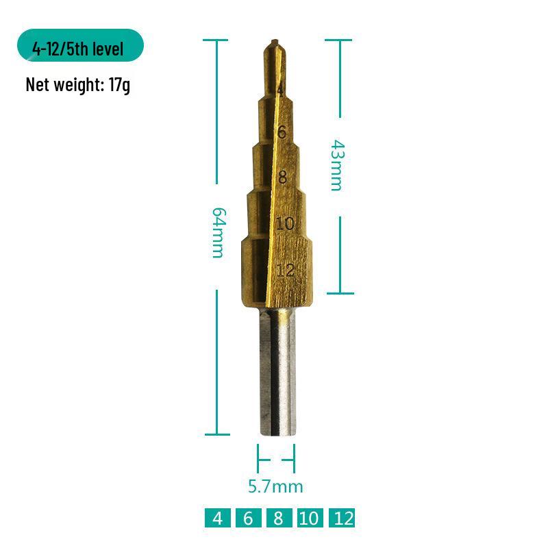 4-12mm Triangle Shank Step Drill Bit for Drilling PV Board, Iron & Aluminum Plates