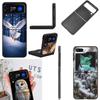 Eule im Winter Handyhülle Für Samsung Z Flip 7 6 5G Galaxy Z Flip4 Z Flip5 Z Flip3 Hülle Schwarze Harte PC-Schale Schutzhülle