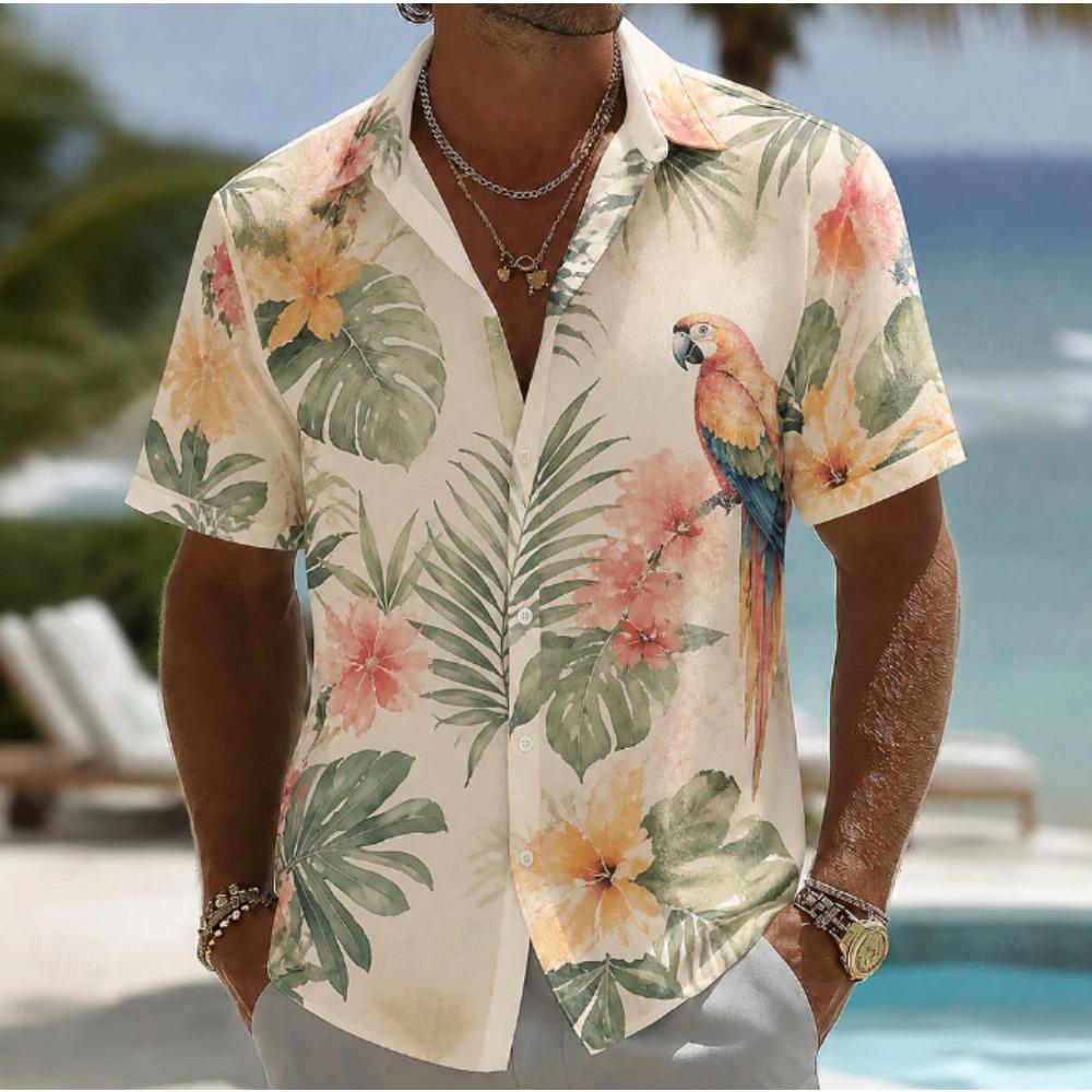 Men's Floral 3D Print Shirt Button Up Shirt Casual Shirt Summer Shirt Short Sleeve Daily Vacation Clothing