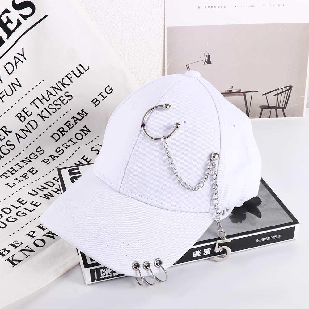 Casual Simple Trendy Sports Female Chain Outdoor Cotton Baseball Cap Snapback Hats Visors Cap With Ring