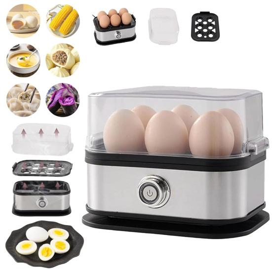 Cozedor de Ovos Elétrico com Capacidade para 6 Ovos Livre de BPA Fácil de Limpar Multifuncional Fazedor de Omeletes Fervedor de Ovos Rápido com Desligamento Automático