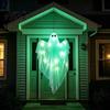 Glowing Mesh Ghost for Porch Halloween Hanging Light Up Decoration, Large Spooky Flying Haunted House Ornaments Front Yard Patio Lawn Garden