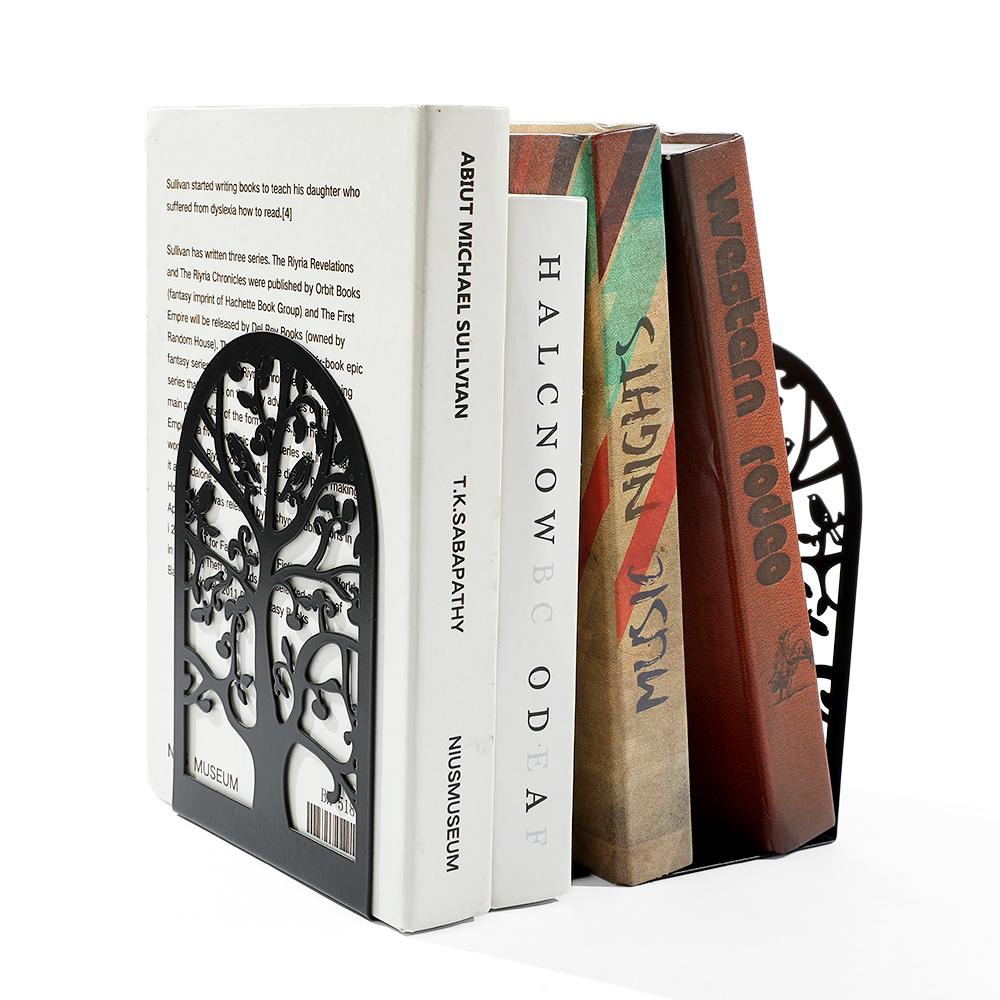 2pcs Bird Group Bookends Tree Of Life Bookends Metal Heavy Duty Desktop Home Office Supplies Storage Books Gift For Book Lovers