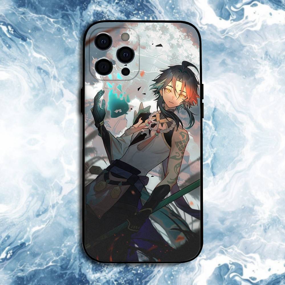 G-Genshin-Impact-Xiao Phone Case For iPhone17,16,15,14,13,12,11 Plus,Pro Max, Soft Silicone Black Cover
