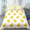 Carton Yelow Duck King Quen Soft Duvet Cover Farm Lovely Animal Beding Set Blue Buble Comfortable Quilt Cover Soft Polyester Warm Comforter Cover
