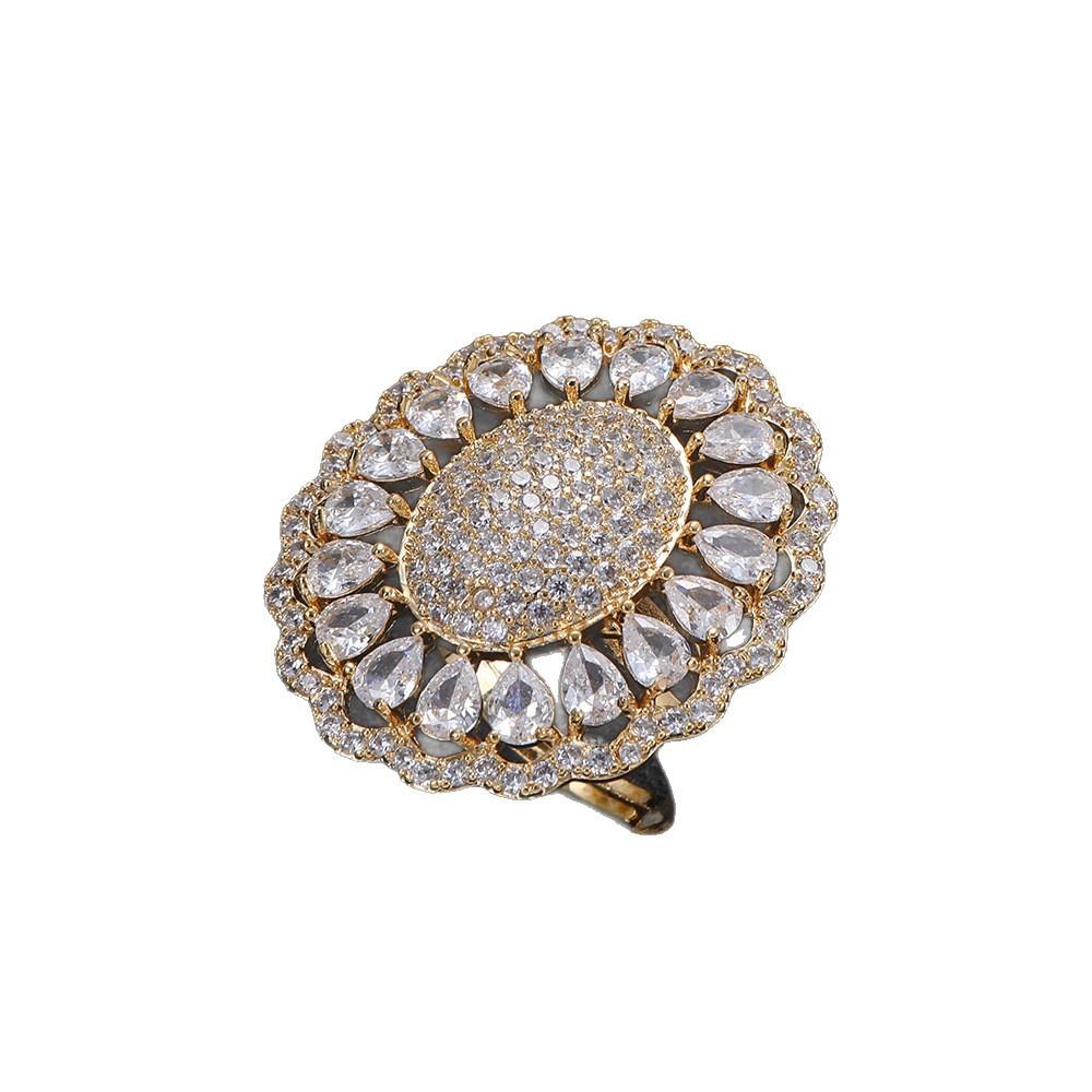

Luxury Full Diamond Flower Ring, Niche Design, Heavy-duty Ring, Socialite Style, Exquisite Ring adjustable open ring