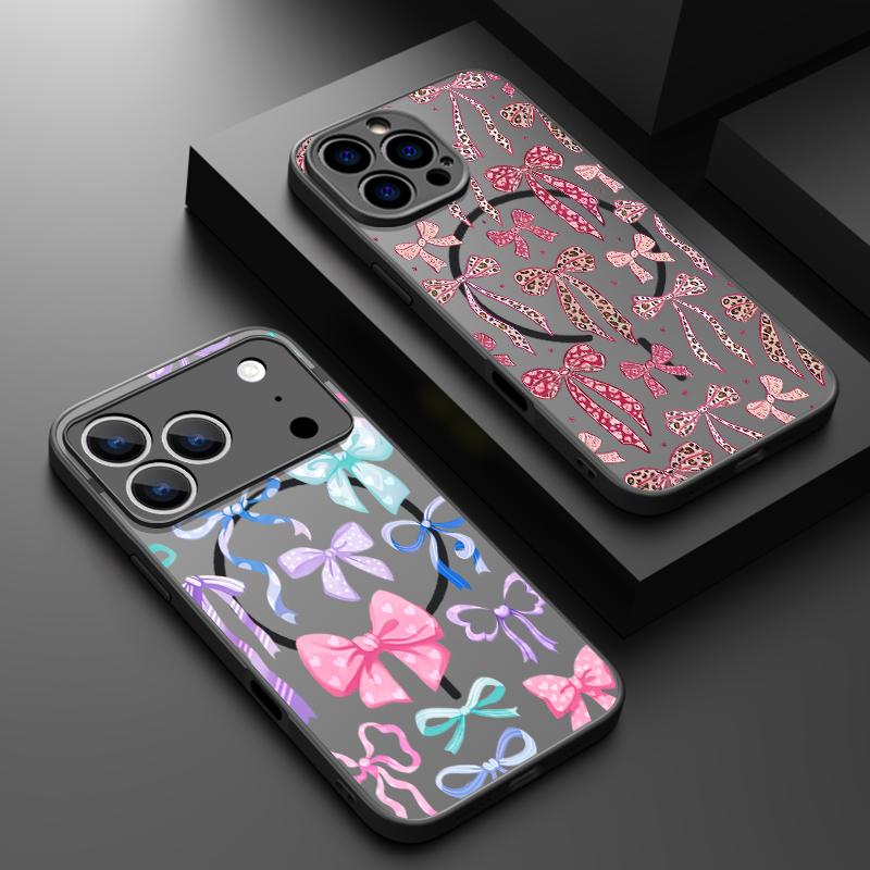 Colorful Bowknots Pattern Case For iPhone 17 Pro Max Magnetic For Magsafe Matte Cover For iPhone 16 Pro Max 15 14 13 16E Air