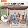 3-Seat Patio Swing Chair, Outdoor Patio Swing with Adjustable Canopy, Porch Swing with Armrests, Teslin Fabric and Alloy Steel Frame, for Balcony,