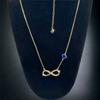 Złoty naszyjnik infinity z cyrkoniami - srebro 925 - pozłacane 24k - majestic blue - (45cm) - prezent na gwiazdkę