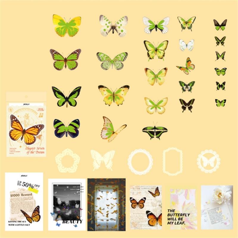 Colorful Butterfly Label Glowing Sticker Craft Materials Suitable for Classroom Decorations Party Favors Craft Set