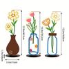1/3Pcs 2D Flat Flower Vase Ornaments Color Printed Art Decor Crafts Decorative Ornaments Metal Vase Decorative
