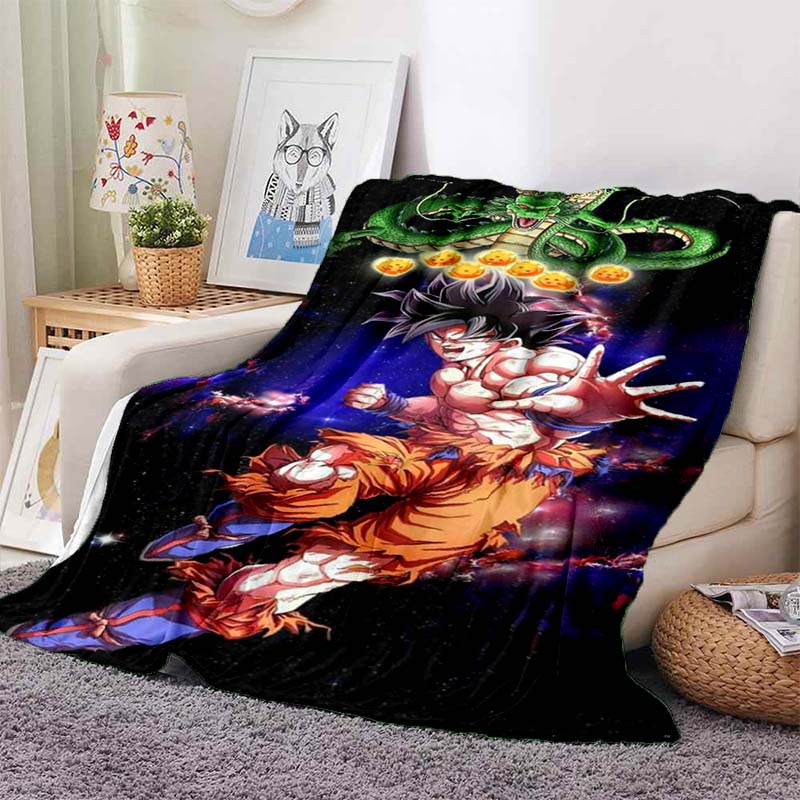 Dragon Ball Anime Print Blanket, Warm and Comfortable Flannel Blanket, Suitable for Bedrooms, Sofas, Beds, Chairs, Picnics, and
