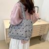 Women Corduroy Tote Bag Stylish Large Capacity Casual Commuting Bag Bow Pattern Design Simple Shopping Bag Chic Handbags CLE