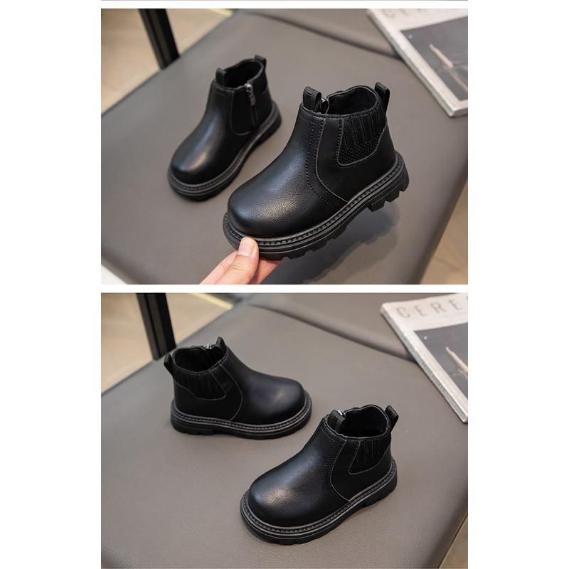 Autumn and Winter New Children's Fashion British Ankle Boots Side Zipper Handsome Martin Boots Girls Soft Soles All Match Fashion Boots