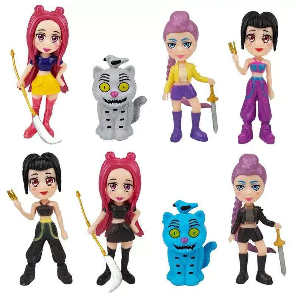 

8pcs Kpop Demon Hunters Anime Figure Toys Cute PVC Movable Joints Action Figure Model Dolls Kids Birthday Decoration Toy Gifts