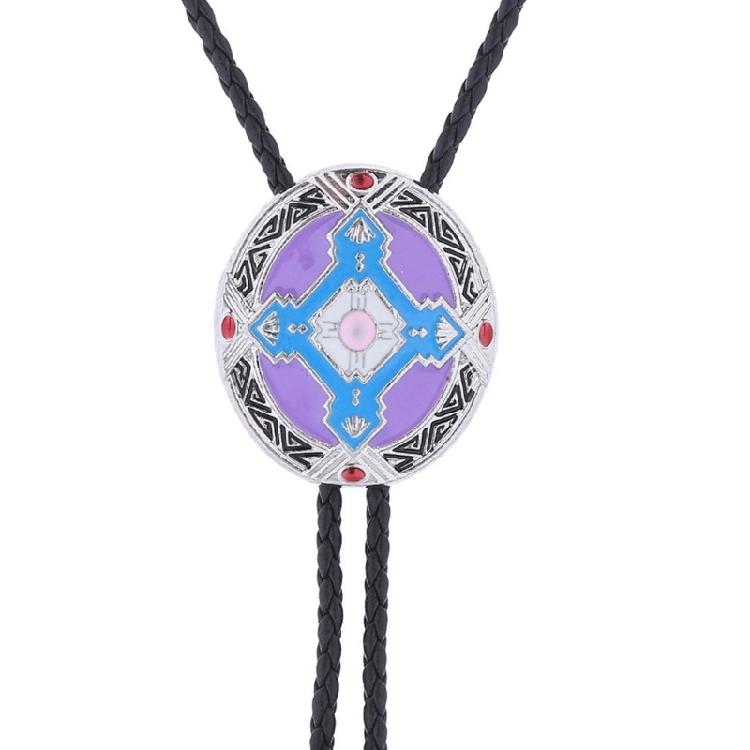 1 Pc Braided Shoestring Totem Bolo Tie Carved Charm Cowboy Necktie Necklace