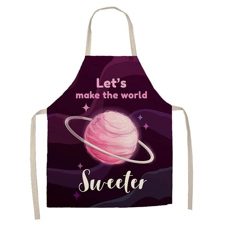 1 Stück Leinenschürze mit Kuchen-Donut-Muster, bedruckt, für Küche, Kochen, Backen, Haushaltsreinigung, Fleckenschutz