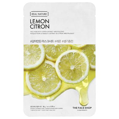 Real Nature, Beauty Face Mask, Lemon, 1 Sheet, 20g (0.70oz)