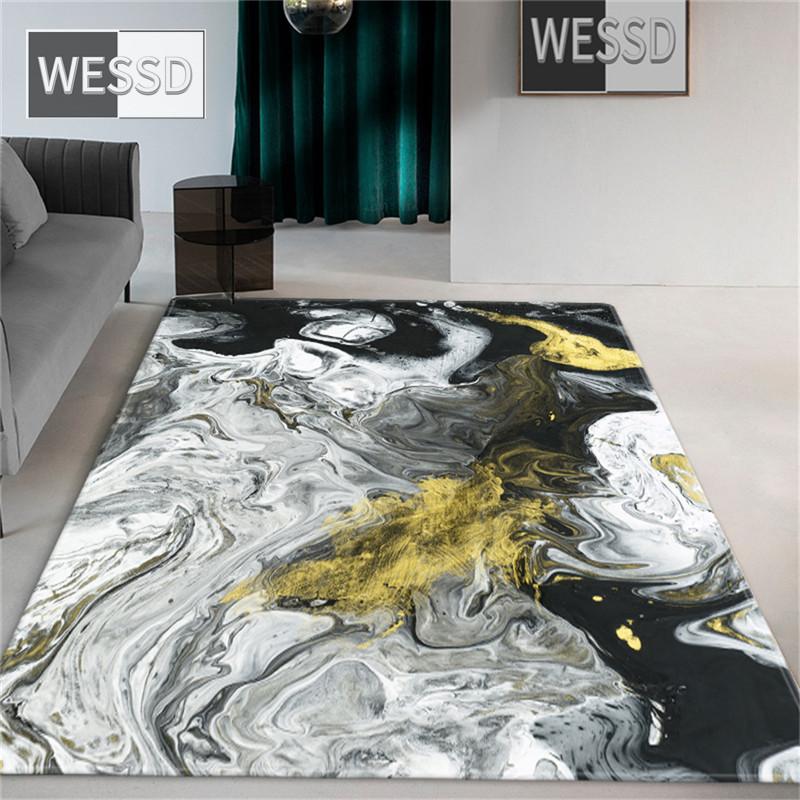 Gray White Abstract Marble Carpet Living Room Coffee Table Rug Chinese Landscape Bedroom Carpet Flannel Sponge Mat In Bathroom